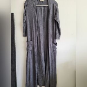 Johnny Was Gray Long Open Cardigan